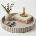 OAKOA Round Decorative Tray for Coffee Table Decor - Concrete Round Tray Home Decor - Bandejas Decorativas - Circle Coffee Table Centerpiece
