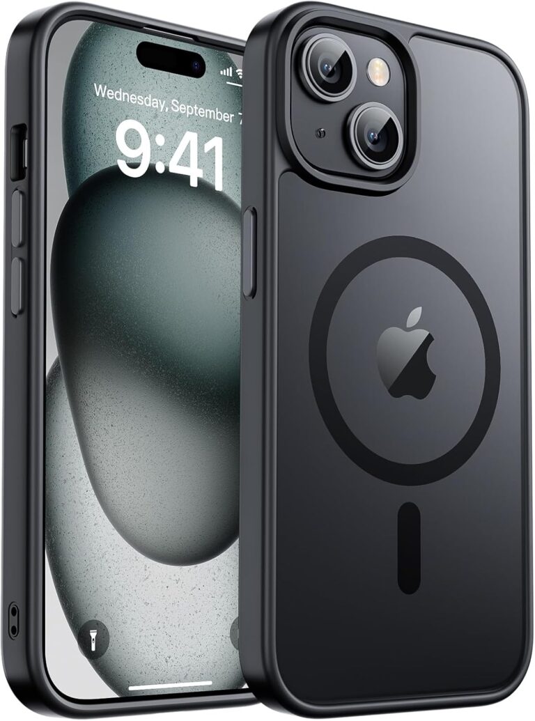 zapica Magnetic for iPhone 15 Case & iPhone 14 Case, [Compatible with MagSafe] [Military Grade Drop Protection] Translucent Matte Shockproof Anti-Scratch Phone Cover, Black