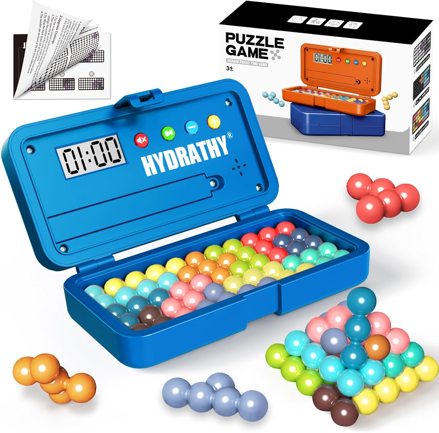 Brain Teaser Puzzles Games for Kids Adults with Timer, 2 Modes Handheld Travel Games, Single Player Mind Challenge Toys, STEM Montessori Educational Gifts for Kids 3+, Teens & Adults (Blue) Brain Teaser Puzzles Games for Kids Adults with Timer, 2 Modes Handheld Travel Games, Single Player Mind Challenge Toys, STEM Montessori Educational Gifts for Kids 3+, Teens & Adults (Blue)