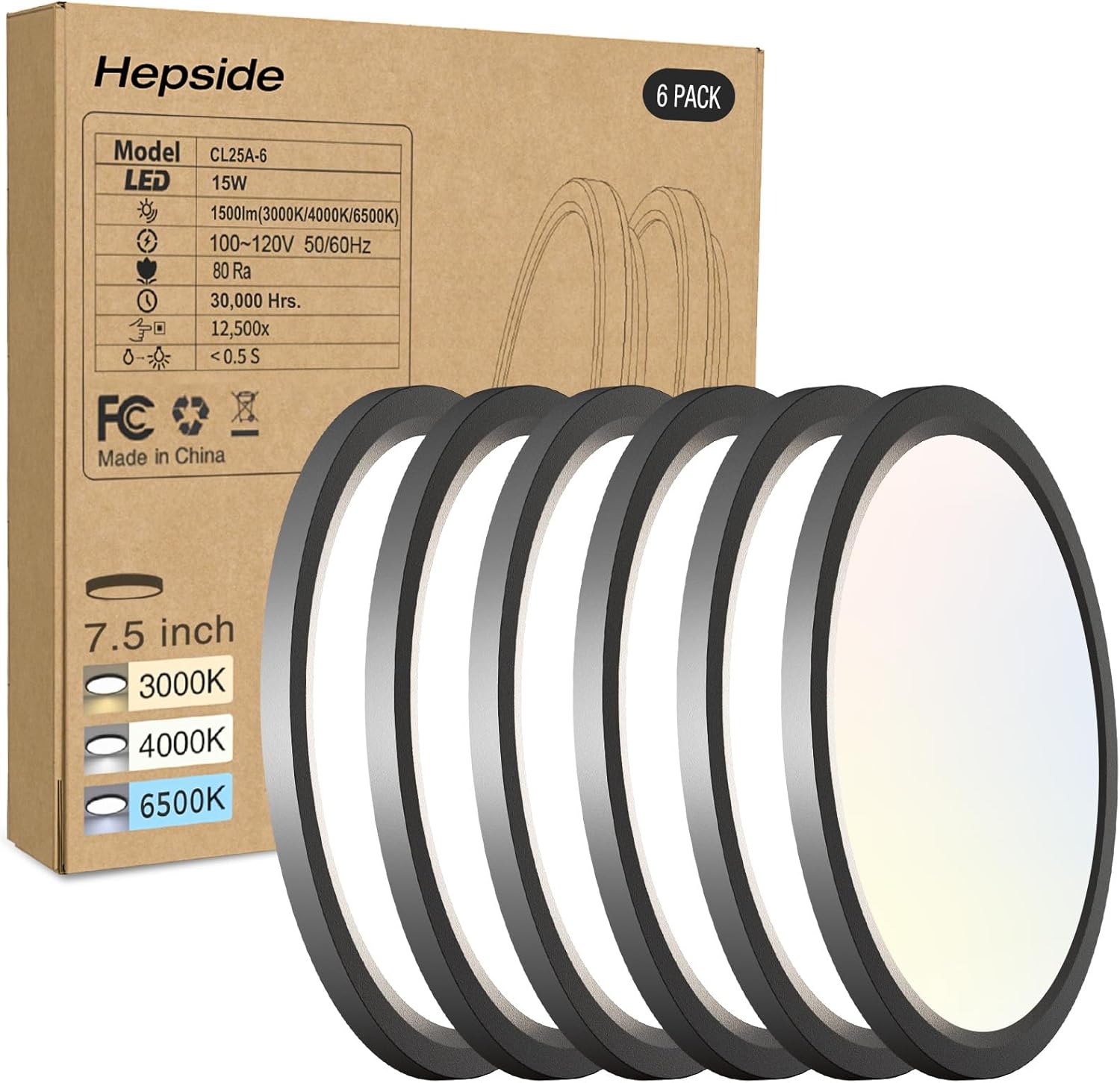 6PACK LED Flush Mount Ceiling Light, 3000K-4000K-6500K & 100W Equivalent Disc Closet Ceiling Light Fixture 7Inch 15W 1500LM Low-Profile Ceiling Fixture for Bathroom Hallway Bedroom Kitchen Basement 6PACK LED Flush Mount Ceiling Light, 3000K-4000K-6500K & 100W Equivalent Disc Closet Ceiling Light Fixture 7Inch 15W 1500LM Low-Profile Ceiling Fixture for Bathroom Hallway Bedroom Kitchen Basement