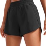 CRZ YOGA Dolphin Athletic Shorts for Women 3" - High Waisted Quick Dry for Running Workout Gym Track with Zip Pocket