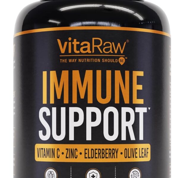 VitaRaw Immune Support Vitamins - Elderberry with Zinc, Vitamin C, and Garlic for Adults - Sambucus Black Elderberry Capsules & Echinacea Immunity Renewal Complex
