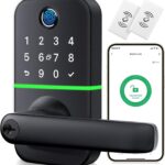 Keypad Smart Door Lock with Handle: Kucacci Keyless Entry Fingerprint Lock - Digital Code Handle with Keypad - Electronic Smart Knob for Front Door - Deadbolt Alternative with App - Easy Installation