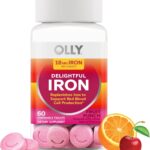 OLLY Delightful Iron Chewable Tablet, Iron Supplement from AB Fortis, Fruit Punch Flavored, 30 or 20 Day Supply - 60 Count