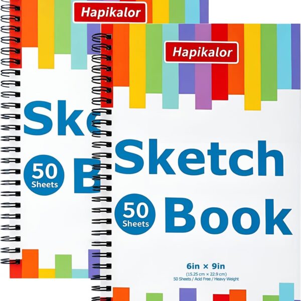 6" x 9" Sketch Book, Spiral Bound Sketch Pad, 50 Sheets 68lb/100gsm Acid-Free Drawing Paper, Art Sketchbook, Drawing Pad for Kids Artists Beginners Professional, Art Supplies for Adults, 2 Pack