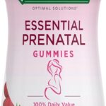 Nature's Bounty Optimal Solutions Essential Prenatal Gummies, Folic Acid and Iodine, Omega 3 and DHA, 50 Count, 25 Total Servings