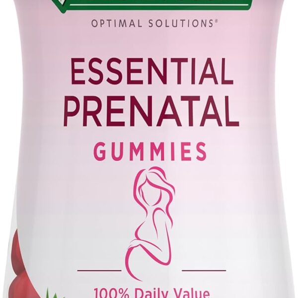 Nature's Bounty Optimal Solutions Essential Prenatal Gummies, Folic Acid and Iodine, Omega 3 and DHA, 50 Count, 25 Total Servings