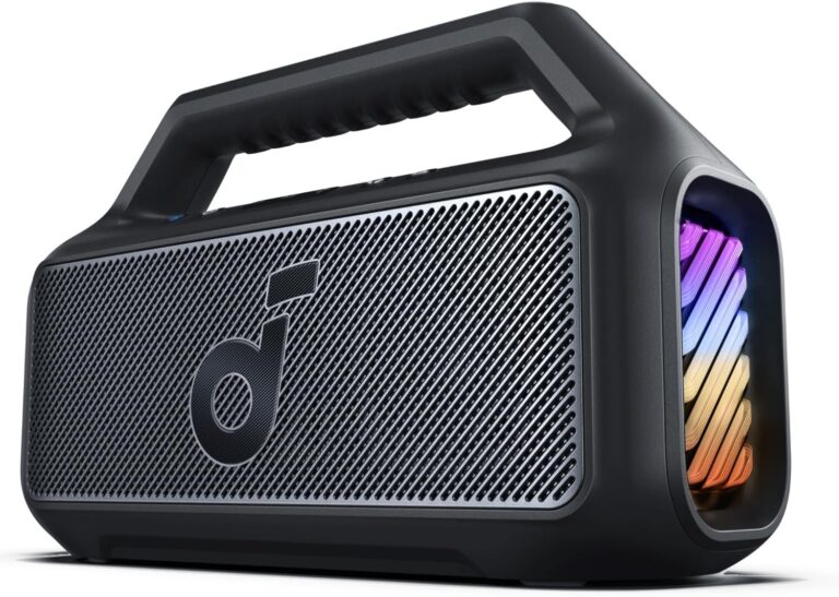 Soundcore Boom 2 By Anker, Outdoor Speaker, 80W, Subwoofer, BassUp 2.0, 24H Playtime, IPX7 Waterproof, Floatable, RGB Lights, USB-C, Custom EQ, Portable for Camping and Beach - Black