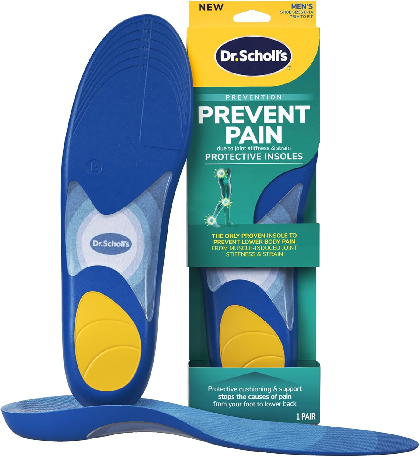 Dr. Scholl's Prevent Pain Protective Insoles, Protect Against Foot, Knee, Lower Back Pain, Promote Foot Health & Wellness, Trim to Fit Insert, Men Shoe Size 8-14, 1 Pair Dr. Scholl's Prevent Pain Protective Insoles, Protect Against Foot, Knee, Lower Back Pain, Promote Foot Health & Wellness, Trim to Fit Insert, Men Shoe Size 8-14, 1 Pair