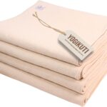 Yogikuti Iyengar Yoga Blanket Set of Four  Thick Handwoven Cotton Blankets for Restorative Yoga, Meditation and Pranayama  Supportive Yoga Prop for Comfort, Alignment and Deep Relaxation - (White)