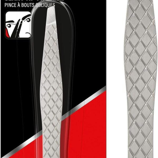Revlon Slanted Tip Tweezers for Men, Ultra-Sharp for Precision Eyebrow Shaping and Facial Hair Removal, Larger Non-Slip Grip, Stainless Steel, 1 count