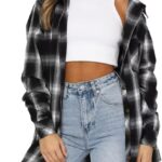 LEEDYA Womens Flannel Buffalo Print Shirts Casual Long Sleeve Button Down Blouses Loose Tunic Tops
