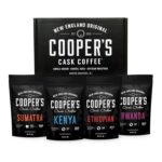 Gourmet Coffee Sampler Gift Box Set, Roasted Coffee Ground, Sumatra Dark, Kenya AA Medium-Dark, Rwanda Medium, Natural Ethiopian Light, Ground, 4 Bags, 16 oz Total