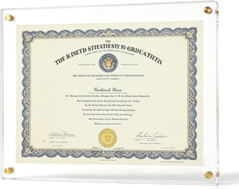 Kalami 11x14 Acrylic Wall Mount Picture Frame Self Adhesive, No Drill Holes Floating Frameless Clear Photo Frame for Diploma Certificate Degree Document Display Gallery Wall-Full Frame is 12x15