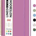 Taja Spiral Lined Notebook, 8.5"x11" Notebooks for Work, Large A4 Journal for Women & Men, College Ruled Journaling Notebook for Writing, Plastic Cover Spiral Journal, Purple