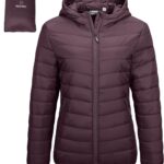 Outdoor Ventures Women's Packable Lightweight Full-Zip Puffer Jacket with Hood Quilted Winter Coat