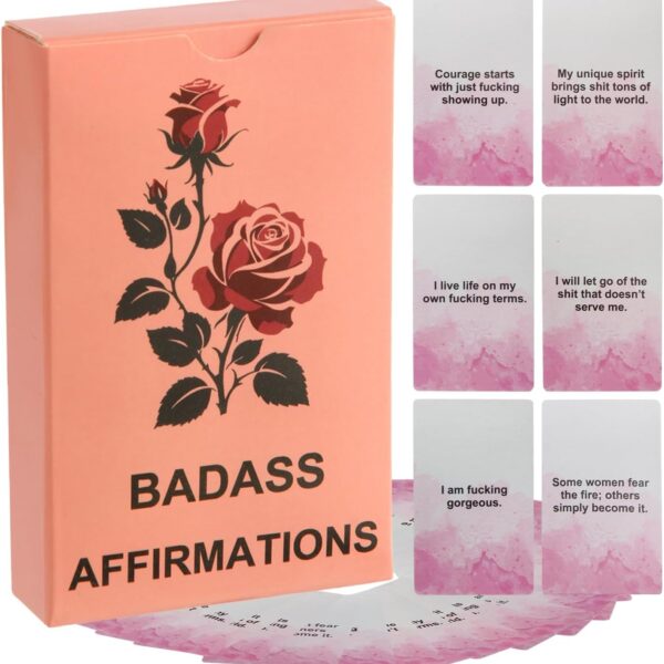 Lapsia 55 Badass Affirmation Cards for Women Funny Gift for Her, Self Care Cards with Bold Attitude, Daily Motivation & Empowerment