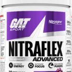 GAT SPORT Nitraflex Advanced Pre-Workout Powder - Energy Drink Mix - Supports Healthy Blood Flow - Boosts Strength & Energy - Creatine-Free - 30 Servings - Grape