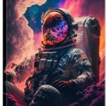 Framed Astronaut Wall Art Space Pop Culture Graffiti Street Art Painting Pictures Wall Decor Canvas Prints Modern Gifts For Man Artwork Space Boys Room Home Decor For Bedroom Living Room Office