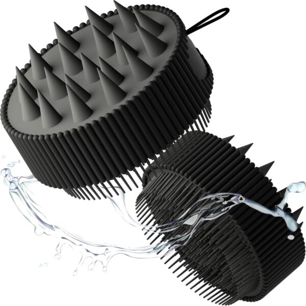 Rena Chris Scalp Massager Hair Growth: Scalp Scrubber with Soft Silicone Bristles & Dandruff Removal, Hair Brush for Scalp Exfoliator (Black)
