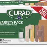 CURAD Assorted Bandages Bulk Variety Pack | 320 Count |5 Styles Including Waterproof, Sheer, Plastic, Heavy Duty & Flex-Fabric | First Aid Kit Essentials | Protects Scrapes, Cuts & Burns