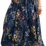 Abaadlw Maxi Skirts for Women with Pockets Long Midi Length Casual Skirt for Beach Party Holiday