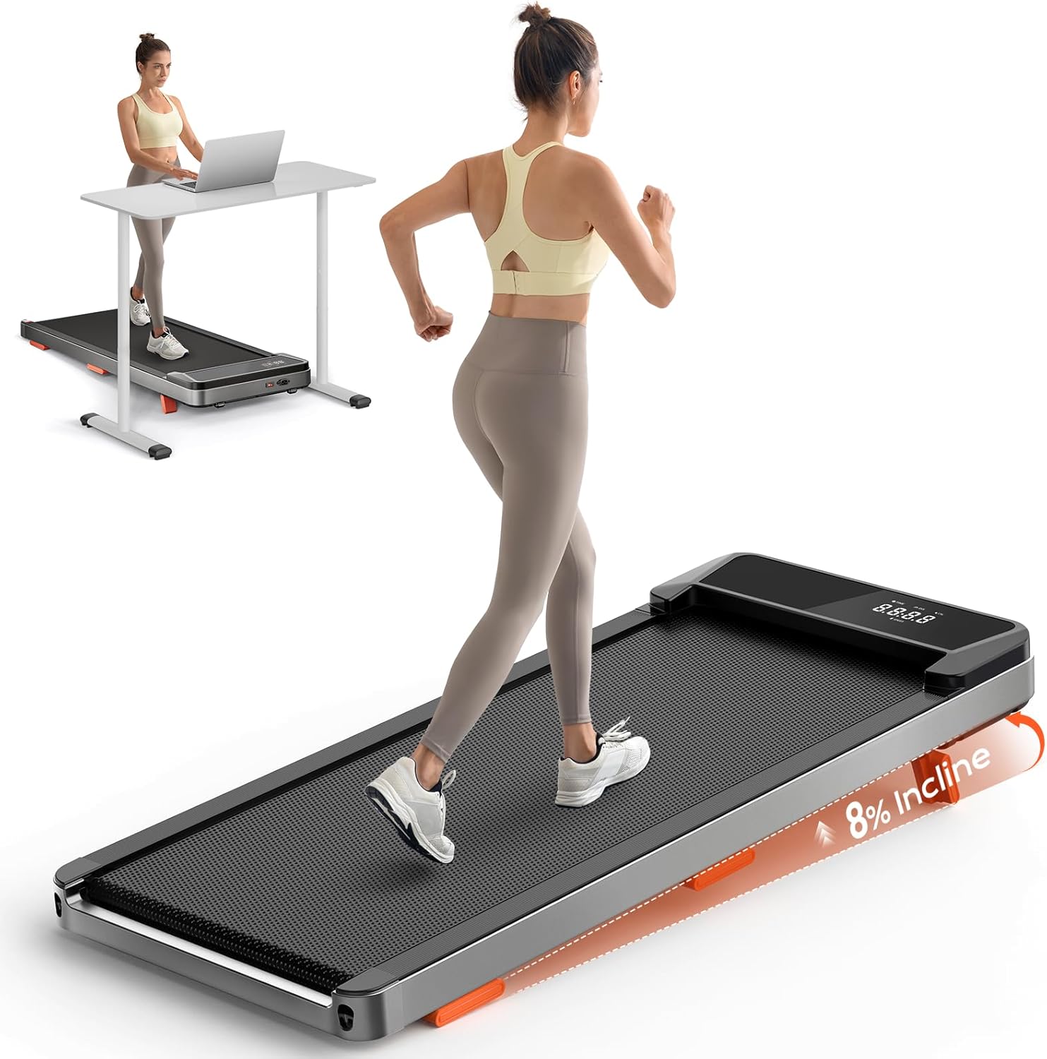 TREAFLOW Walking Pad,Treadmill with Incline for Home Office, 2.5HP Portable Under Desk Treadmill with 265 Lbs Capacity,Remote Control, Led Display TREAFLOW Walking Pad,Treadmill with Incline for Home Office, 2.5HP Portable Under Desk Treadmill with 265 Lbs Capacity,Remote Control, Led Display