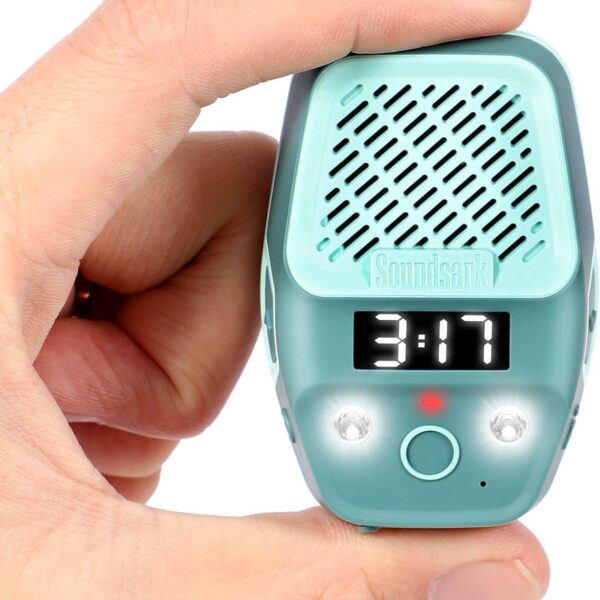 Wearable Bluetooth Speaker, Clip-on Waterproof Speaker with LED Lighting & Clock Display, Built-in Microphone, Magnetic Design for Calls & Music (Blue)