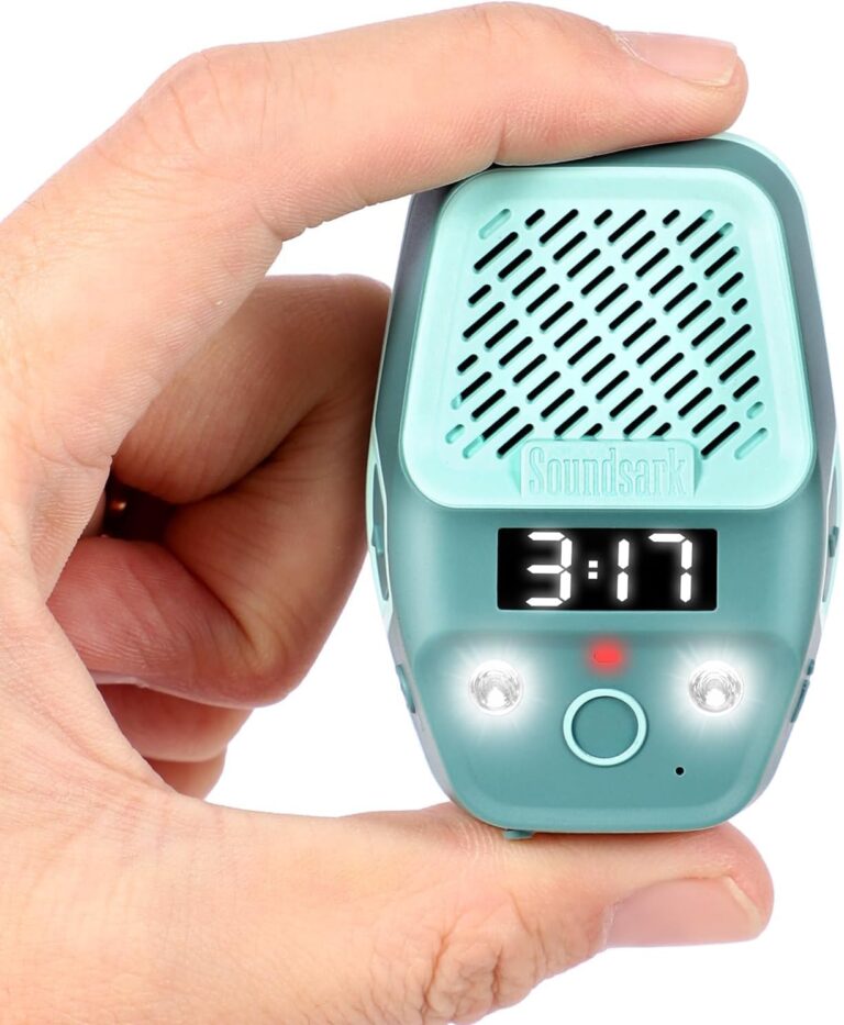 Wearable Bluetooth Speaker, Clip-on Waterproof Speaker with LED Lighting & Clock Display, Built-in Microphone, Magnetic Design for Calls & Music (Blue)
