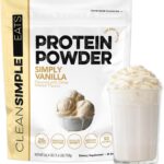 Clean Simple Eats Whey Isolate Protein Powder, Simply Vanilla, Naturally Sweetened, Zero Added Sugar, 20g 100% Grass Fed Protein Powder with Digestive Enzymes, Gluten Free, Non GMO, 30 Servings