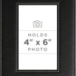 CustomGiftsNow Personalized Add Your Custom Text Engraved Leatherette Faux Leather Hanging/Tabletop Personalized Group Family Photo Picture Frame (Black, 4x6-inch Vertical)