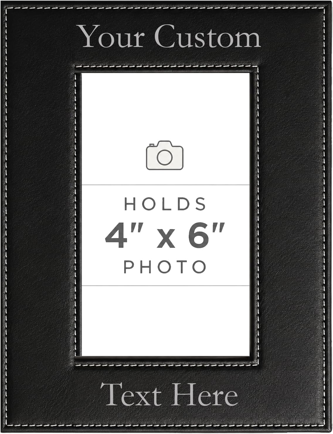 CustomGiftsNow Personalized Add Your Custom Text Engraved Leatherette Faux Leather Hanging/Tabletop Personalized Group Family Photo Picture Frame (Black, 4x6-inch Vertical) CustomGiftsNow Personalized Add Your Custom Text Engraved Leatherette Faux Leather Hanging/Tabletop Personalized Group Family Photo Picture Frame (Black, 4x6-inch Vertical)