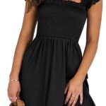 ANRABESS Women's Summer Casual Sleeveless Square Neck Dress 2026 Smocked Ruffle Backless Boho Beach Cute Teen Short Sundress