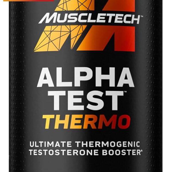 MuscleTech Thermogenic Testosterone Booster for Men, AlphaTest Thermo - T-Boost Mens Supplement with Tribulus Terrestris - Male Gym Workout Supplements for Muscle Growth, Stamina & Energy - 90 Pills