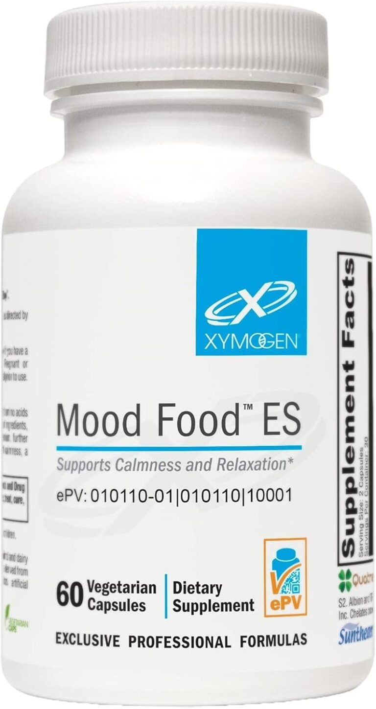 XYMOGEN Mood Food ES - Supports Relaxation & Healthy Mindset - Active Folate & L-Theanine - Vegetarian, Non-GMO & Gluten-Free - 60 Capsules