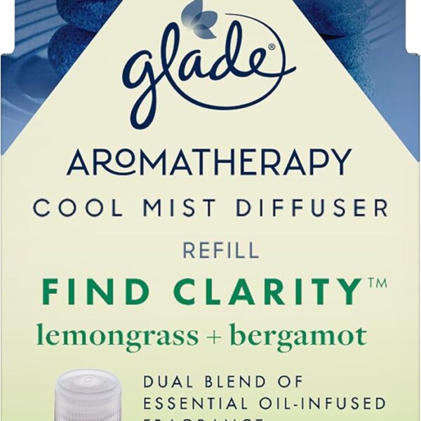 Glade Essential Oil Diffuser Refill, Use with Cool Mist Aromatherapy Diffuser, Air Freshener for Home, Find Clarity Scent with Notes of Bergamot & Lemongrass, 0.56 Fl Oz