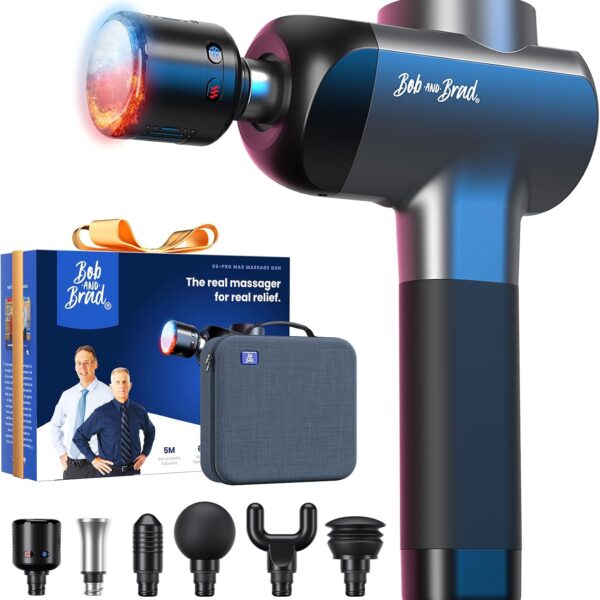 BOB AND BRAD X6 Pro Max Massage Gun with Heat and Cold, FSA Eligible HSA Deep Tissue Percussion Massager Gun for Athletes, Metal Head & 5 Speeds, Handheld Muscle Massager for Body and Back Pain Relief