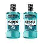 Listerine Mouthwash Cool Mint Antiseptic Treatment for Adults Kills 99.9% of Germs that Cause Bad Breath Plaque Gingivitis in a Daily Intense Mint Mouthwash, 2 Pack of 33.8 fl oz/1 L