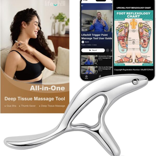 lifechill Trigger Point Massage Tool for Deep Tissue Massage & Gua Sha, HSA Muscle Scraper Tool for Full Body Pain Relief, FSA Eligible Items Thumb Saver Acupressure Tool, Fathers Day Dad Gifts