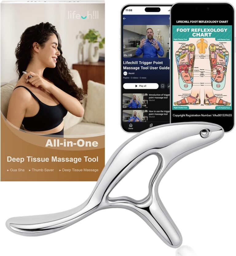 lifechill Trigger Point Massage Tool for Deep Tissue Massage & Gua Sha, HSA Muscle Scraper Tool for Full Body Pain Relief, FSA Eligible Items Thumb Saver Acupressure Tool, Fathers Day Dad Gifts