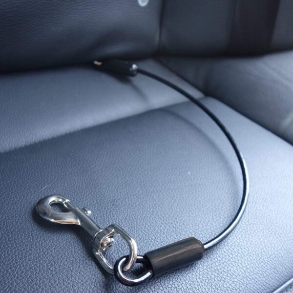 Leash Boss Dog Car Seat Belt Restraint - No-Chew Heavy Duty Car Seatbelt for Pets - 5 Sizes - Coated Steel Rope to Prevent Chewing (31 in) - Restraints for Dogs in Cars - Dog Seat Belt for Car