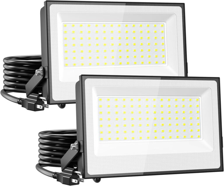Onforu 120W Flood Lights Outdoor,12000lm Bright LED Work Light with Plug,Daylight White LED Flood Lighting, IP66 Waterproof Security Yard Lights for Yard Garage Stadium 2 Pack