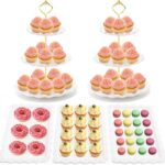 Coitak 5 Pieces Cupcake Stand Set, 2 Pieces 3 Tier Cupcake Stands with 3 Pieces Appetizer Trays, Dessert Table Display Set for Tea Party, Baby Shower and Wedding