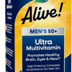 Nature's Way Alive! Ultra Potency Multivitamin for Men 50 Plus, Complete High Potency Formula with Vitamin D3, C, E, Methyl B12, Supports Cellular Energy, Heart, Brain, and Eye Health,* 60 Tablets