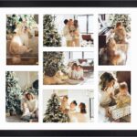 Golden State Art, 13.7x15.7 Matted Black Wood 7-Opening for 4 x 6 Collage Picture Frame