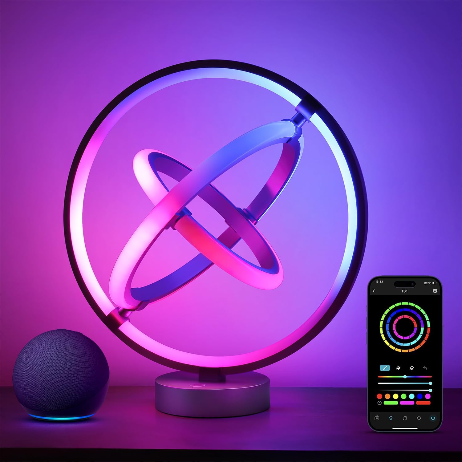 Lepro TB1 AI Smart Table Lamp, RGB+IC Addressable Color Changing Desk Light Alexa Google Home Enable, Music Sync, DIY Endless Scenes, APP Control Cool LED Lamp for Room Decor Ambient Lighting, 2.4 GHz Lepro TB1 AI Smart Table Lamp, RGB+IC Addressable Color Changing Desk Light Alexa Google Home Enable, Music Sync, DIY Endless Scenes, APP Control Cool LED Lamp for Room Decor Ambient Lighting, 2.4 GHz