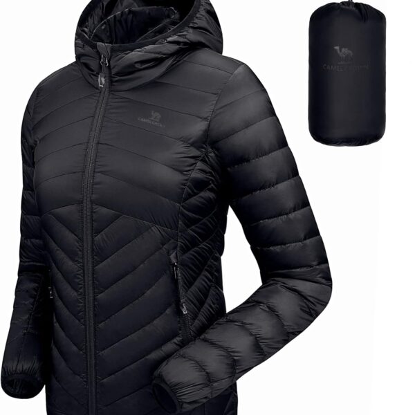 CAMEL CROWN Women's Lightweight Hooded Down Jacket Packable Puffer Insulated Coats