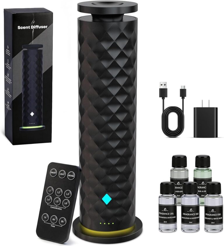 Waterless Scent Diffuser Starter Kit  Remote Control Cold Air Diffuser, 1000 Sq Ft Coverage Color and Ambient Light, Ultra-Quiet Quiet Nebulizing Aromatherapy for Home, Office, Bedroom & Spa