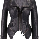 chouyatou Women's Fashion Studded Perfectly Shaping Faux Leather Biker Jacket