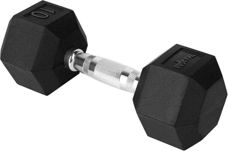 Yes4All Chrome Grip Encased Hex Dumbbells  Hand Weights With Anti-Slip 5-50 LBS Single